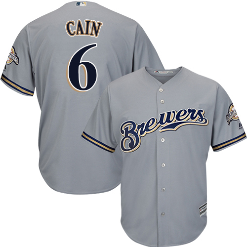 Brewers #6 Lorenzo Cain Grey New Cool Base Stitched MLB Jersey - Click Image to Close